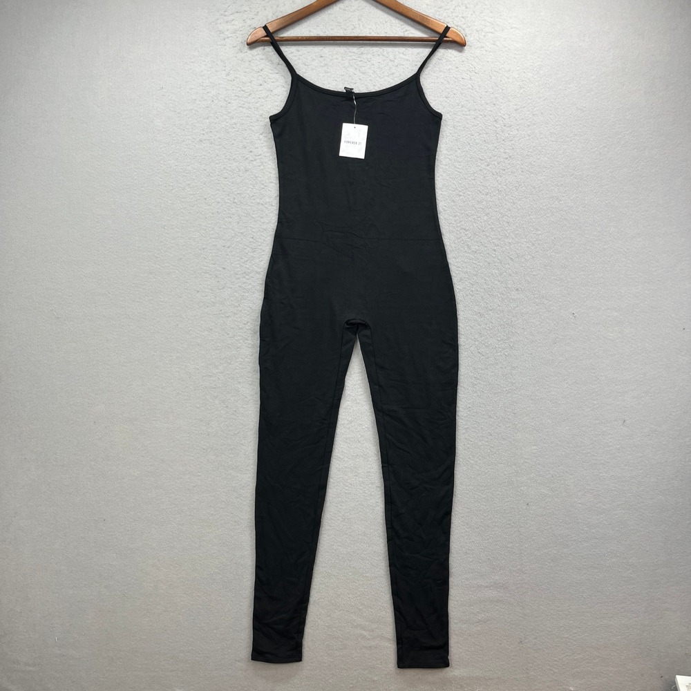 Forever 21 Jumpsuit Womens S Black Spaghetti Strap Cami Bodycon Yoga Athleisure